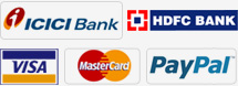 We Accept Payment through ICICI Bank, Hdfc Bank, Visa, Master Card, Paypal